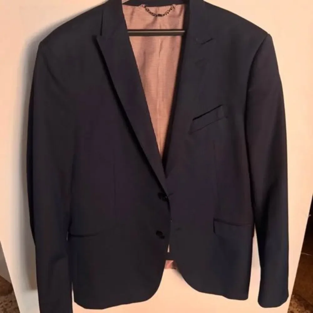 Zara Men's Navy Slim-fit Textured Sport Coat 44R